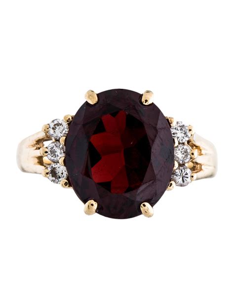 14K Garnet & Diamond Ring - Rings - RRING34897 | The RealReal