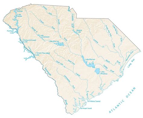 South Carolina Lakes and Rivers Map - GIS Geography