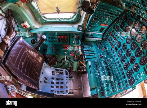 Cockpit of a Tu-95MS strategic bomber of the Russian Air Force Stock ...