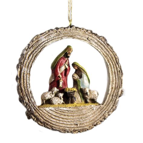 Holiday Ornament Nativity Scene. Polyresin Holy Family Christmas ...