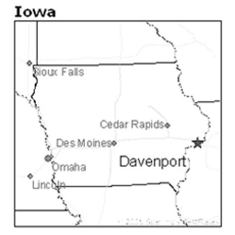 Davenport, Iowa, map - Iowa Unsolved Murders: Historic Cases