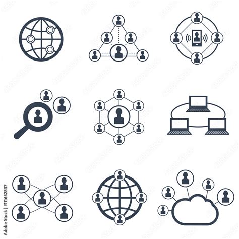 Social network symbols. Vector icons of connection people to network ...