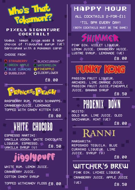 Leeds | Drink Menu | Pixel Bar