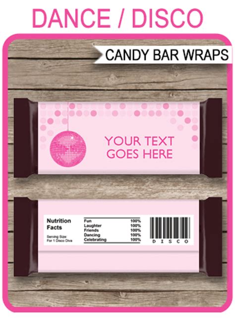 Pink Disco Hershey Candy Bar Wrappers | Personalized Candy Bars