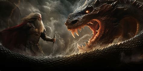 Jormungandr vs. Thor: The Epic Battle of Norse Legends - Viking Style