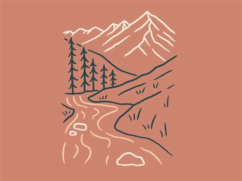 Mountain Illustration, Travel Illustration, Line Illustration, Digital Illustration, Mountain ...