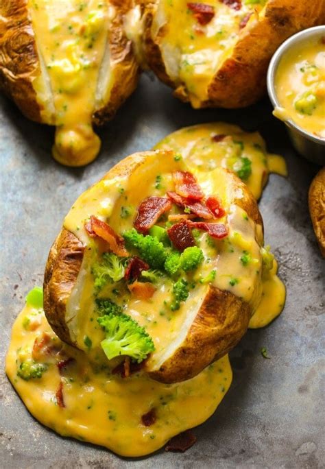 Loaded Baked Potatoes with Homemade Cheese Sauce