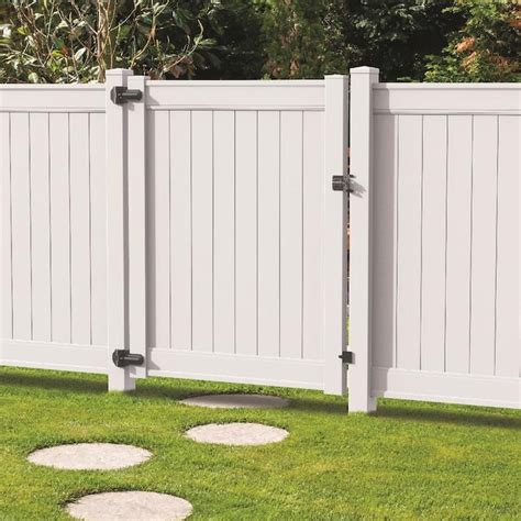 Freedom Emblem 6-ft H x 5-ft W White Vinyl Flat-Top Fence Gate in the Vinyl Fence Gates ...