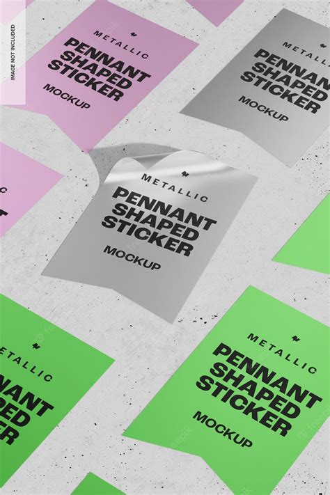 Premium PSD | Metallic pennant shaped stickers mockup, mosaic