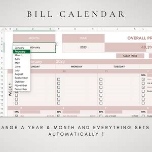 Bill Tracker Template Excel Excel Bill Calendar Bill - Etsy