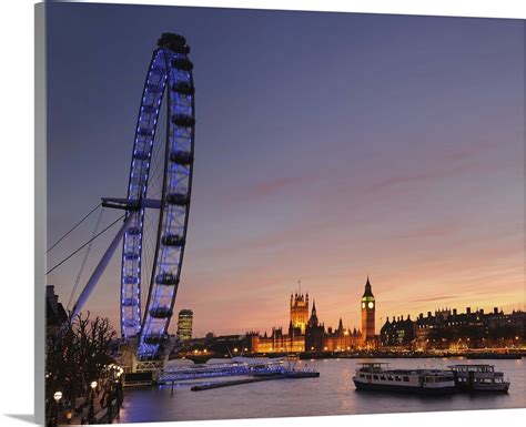 London Eye, Houses of Parliament, London, England Wall Art, Canvas ...