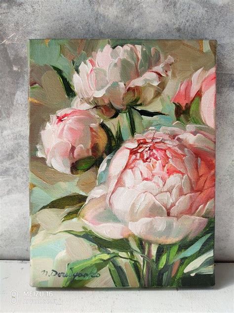 Peonies Painting Original, Peony Wall Art Painting, Flowers Art Canvas ...