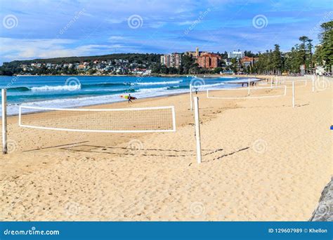 Volleyball Nets on Manly Beach Stock Image - Image of volleyball, sand: 129607989