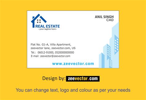 Real Estate Visiting Card India - FREE Vector Design - Cdr, Ai, EPS ...