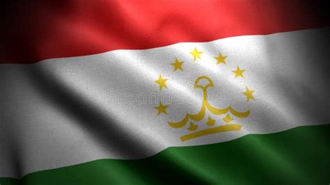 Close Up Waving Flag of Tajikistan. Flag Symbols of Tajikistan. Stock Illustration ...