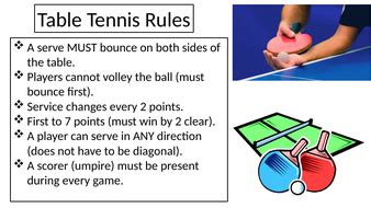 Table Tennis Rules Resource sheet | Teaching Resources