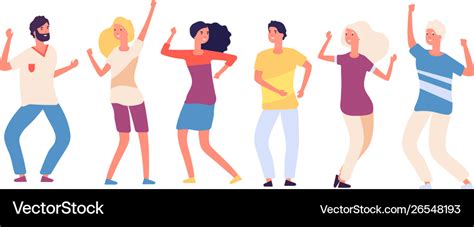 Cartoon dancing people happy young persons dance Vector Image