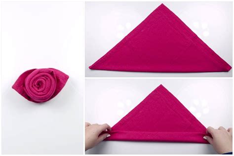 Origami Rose Napkin Photo Tutorial - Step By Step Instructions - Paper Kawaii