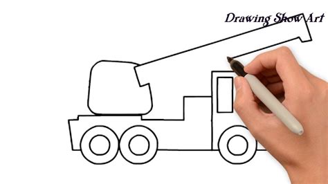 How to draw crane truck easy step by step-drawing show art | Truck cranes, Step by step drawing ...