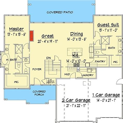 5-Bedroom Single-Story New American Home with Bonus Room above Garage (Floor Plan) | Garage ...