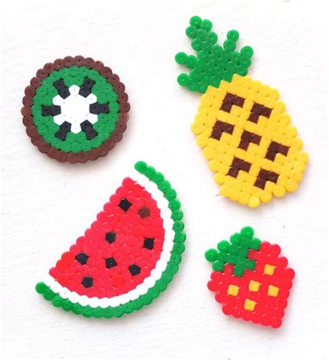 Fun Fruit Keychains - Try this Hama Bead Idea! | My Poppet Makes | Artesanías de abalorios ...