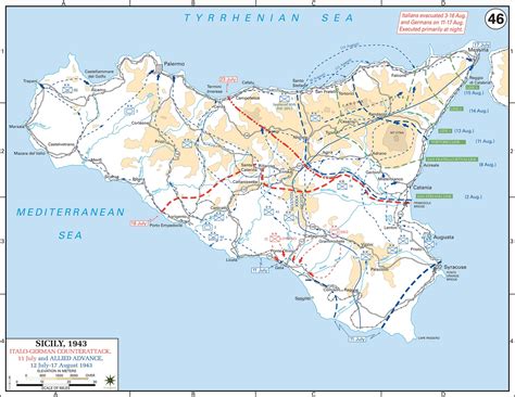 Map of WWII Sicily July 11 - August 17, 1943, Italo-German Counter-Attack Ww2 History, Military ...