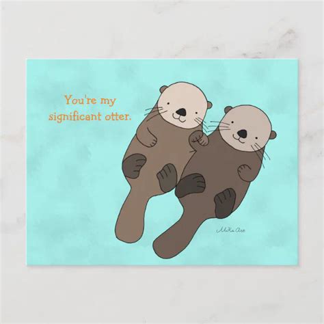 Otter Holding Hands Postcard Cute Otter Couple | Zazzle