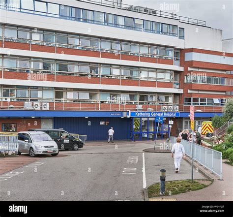 Main entrance to the NHS general hospital at Kettering, England Stock ...