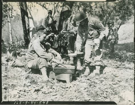 Chow time for soldiers of the 71st Infantry Division at Hunter Leggitt ...