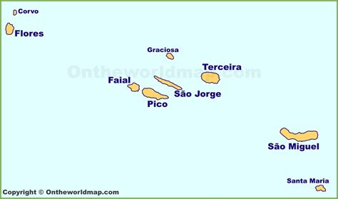 Azores Islands Map - Ontheworldmap.com