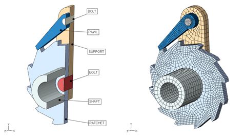 Impact analysis of a pawl-ratchet device