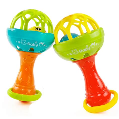 1pc Rattles Develop Baby Intelligence Grasping Gums Plastic Hand Bell ...