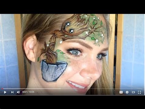 Baby Groot Face Painting using Kryvaline Face and Body Paint - YouTube