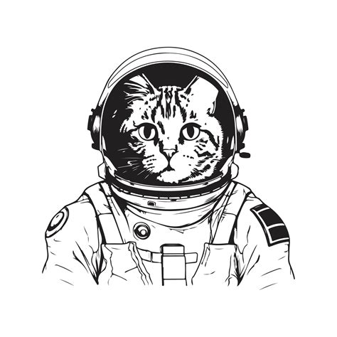 space suited cat astronaut, vector concept digital art ,hand drawn illustration 21884792 Vector ...