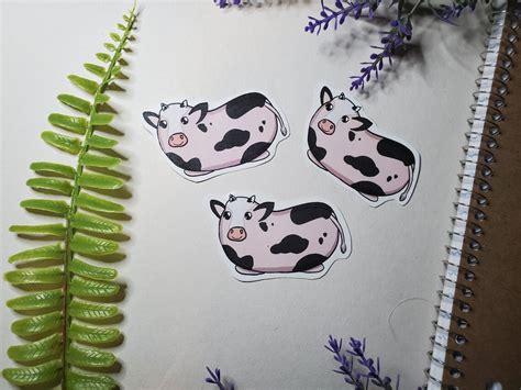 Cutie Cow Sticker Chibi Cow Sticker Stickers for Cow Lovers | Etsy
