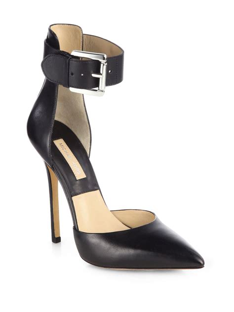 Lyst - Michael kors Adelaide Leather Ankle Strap Pumps in Black