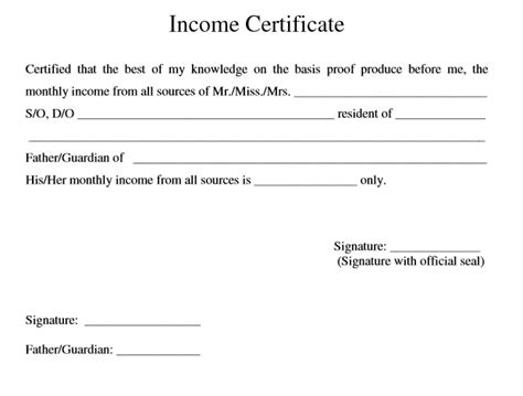 9 Free Sample Income Certificate Templates - Printable Samples