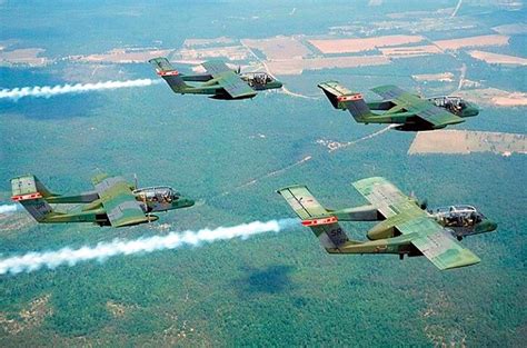 A four ship formation of USAF Rockwell OV-10A Broncos of the 120th Tactical Air Support Group ...