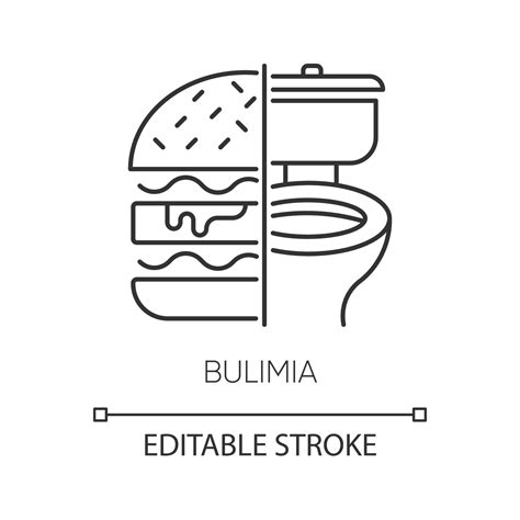 Bulimia linear icon. Eating disorder. Unhealthy hunger. Binge eating ...