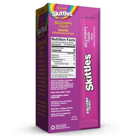 Buy Skittles Sugar Free Wild Berry Punch Gallons-To-Go Powdered Drink Mix, 8 Packets Online at ...