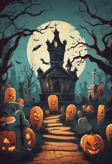 Premium AI Image | Creepy and Spooky Retro Style Halloween Poster