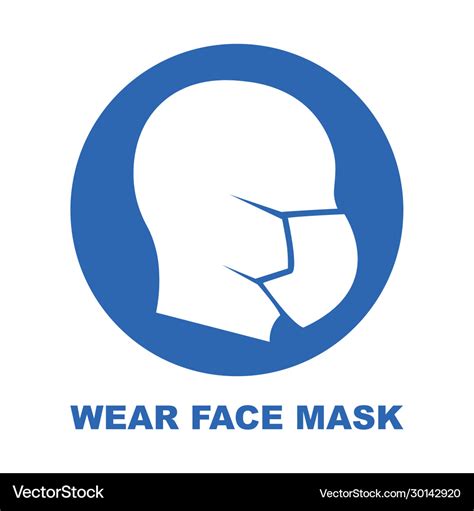 Wear face mask blue sign silhouette head Vector Image