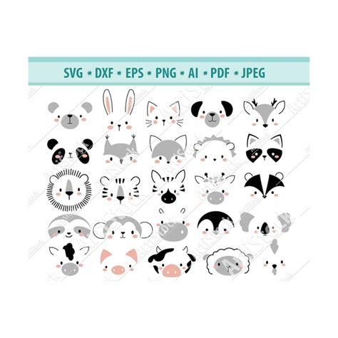 Animals face Svg File, Heads Animals Svg, Faces cute animal - Inspire ...