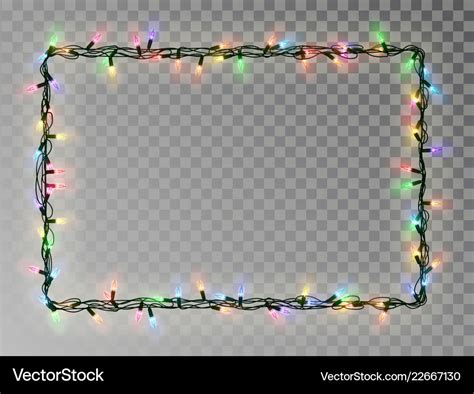 Christmas lights border light string frame Vector Image