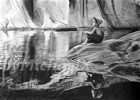 Drawing pencil - young boy fishing by byMichaelX on DeviantArt