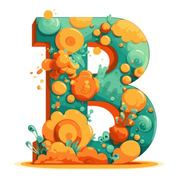 Letter B Vector, Sticker Clipart Letter B In A Lot Of Bubbles And Fruit ...