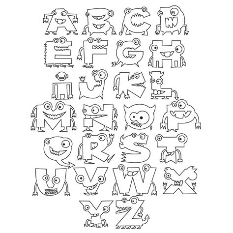 Alphabet Monster Coloring (printable PDF) – Babadoodle