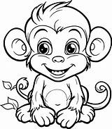Cute Monkey Coloring Pages Drawing For Kids 40195475 Vector Art At Vecteezy sketch template