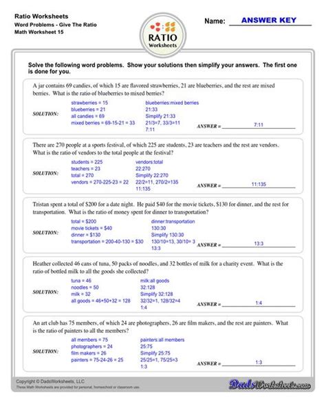 Ratio Worksheets - Worksheets Library