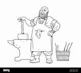 Profession  blacksmith Illustration With medieval sketch template